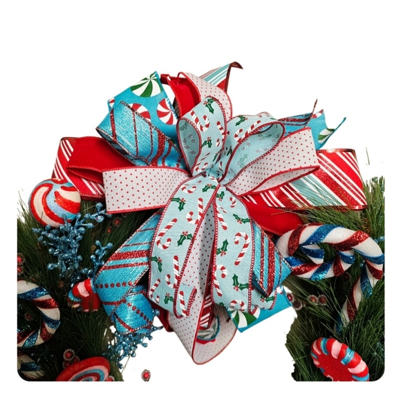 Whimsical Candy Cane Christmas wreath - Picture 2 of 12